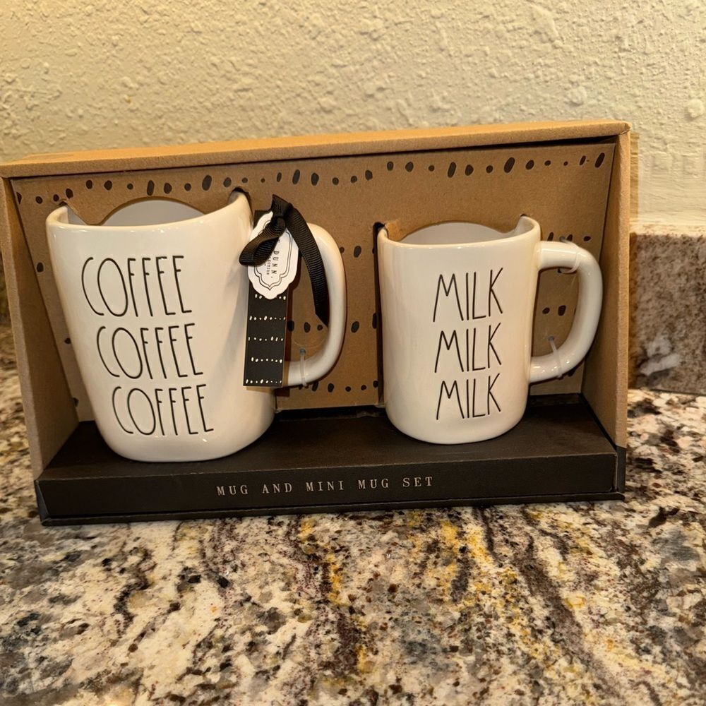 Rae Dunn Artisan COFFEE-MILK 19.5 Oz 12oz mugs 
NIB